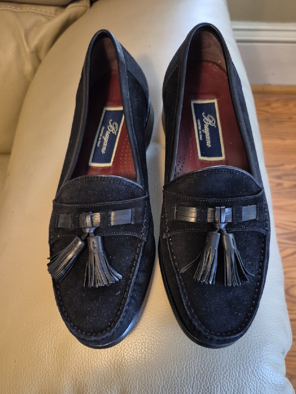 Bragano by Cole Haan Italy Made Black Suede Tassel Loafers Size 7M